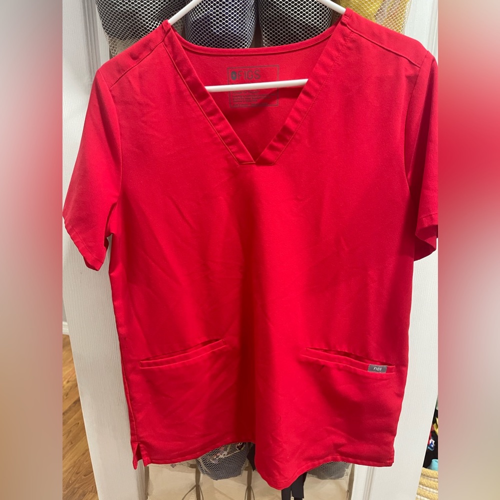 Bright Red Fig scrub top